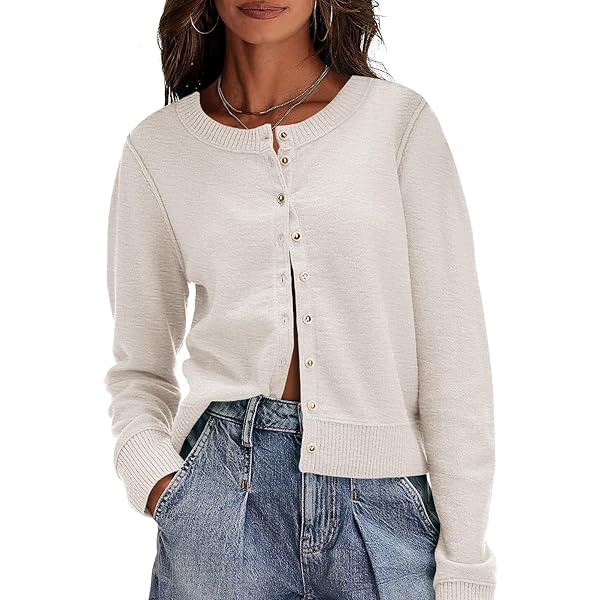 xxxiticat Women's Button Down Sweater Top Slim Fit Long Sleeve